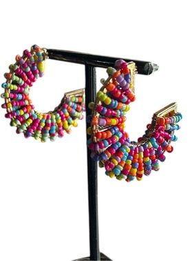 NWOT BaubleBar Giana Seed Bead C-Shaped Hoop Earrings